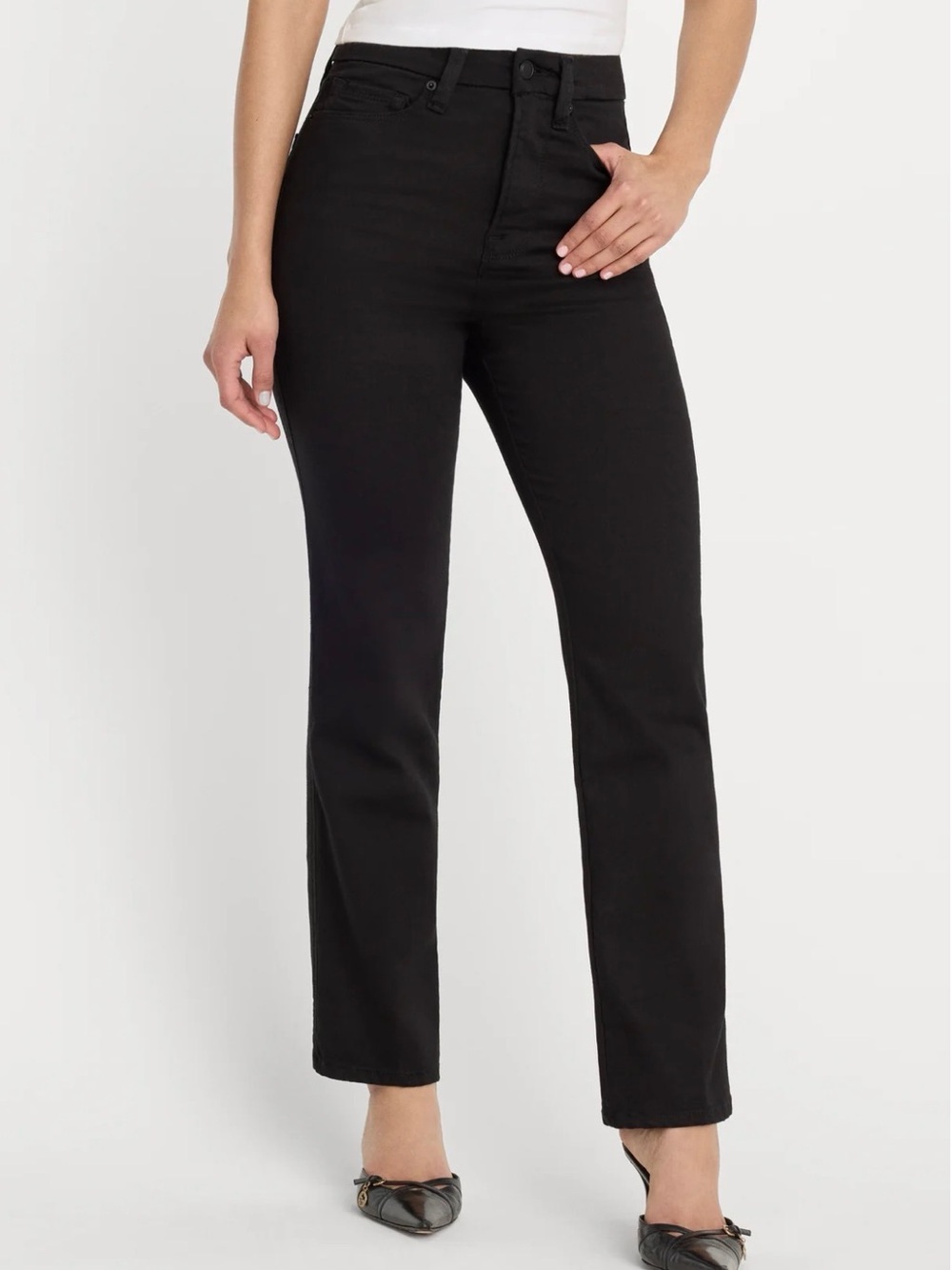 Good American Never Fade Good Curve Straight Jeans (Cropped-Petite) (Size 0/25)